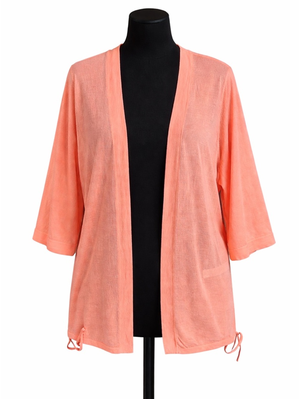 Chico’s Coral Sheer Cardigan Women’s Size 2 Lightweight Open Front 3/4 Sleeve